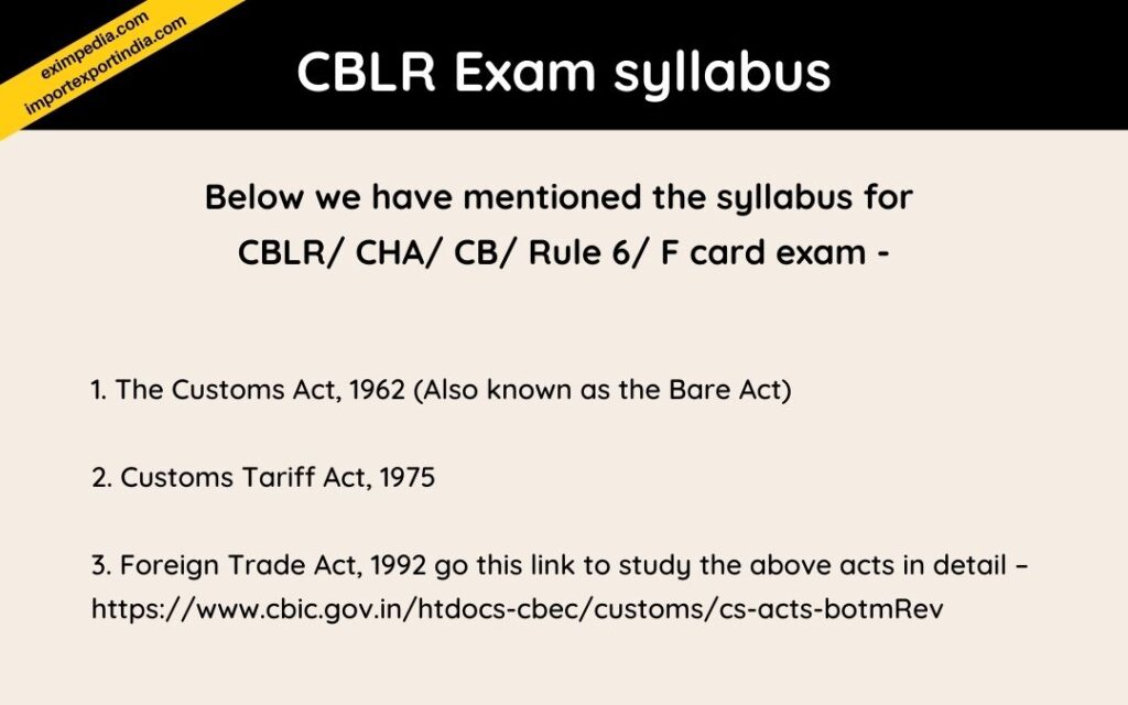 CBLR exam syllabus