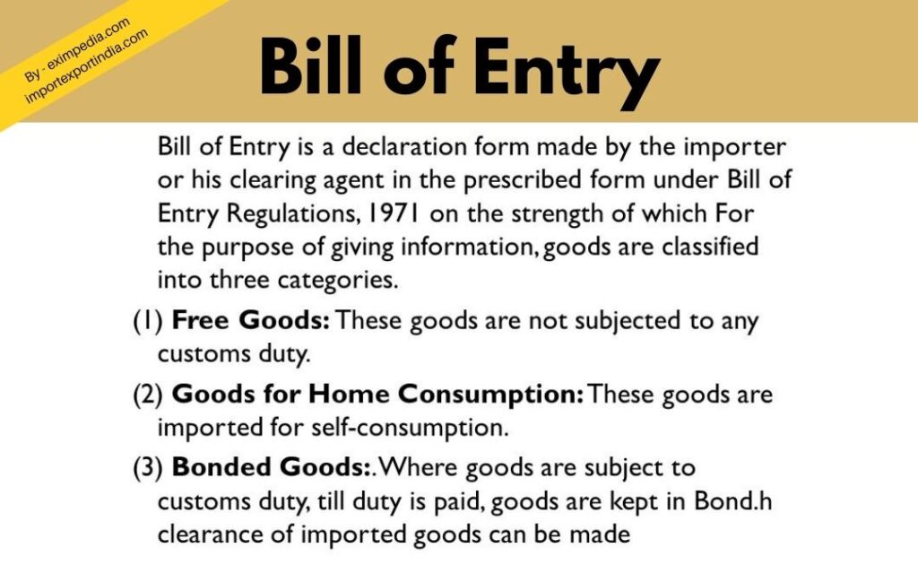 Bill of Entry -Difference Between Bill of Lading and Bill of Entry