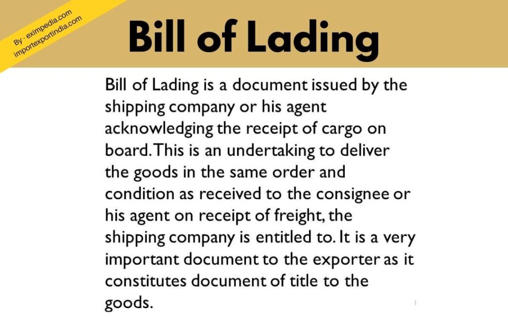 Bill of Lading - Difference Between Bill of Lading and Bill of Entry