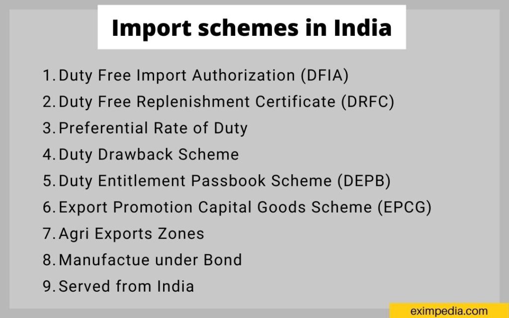 Import schemes in India