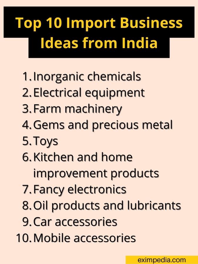 Top 10 import business ideas from India